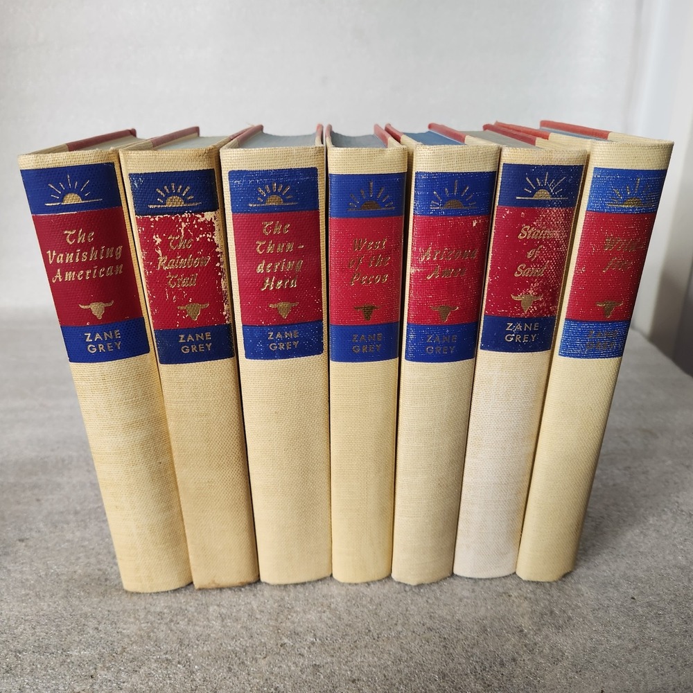 Lot Of 7 Zane Grey Vintage Hardcover Books 1915-1960